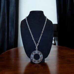 Sarah Coventry Zodiac Silver Tone Tribal Face Crab Pendant Necklace Vintage